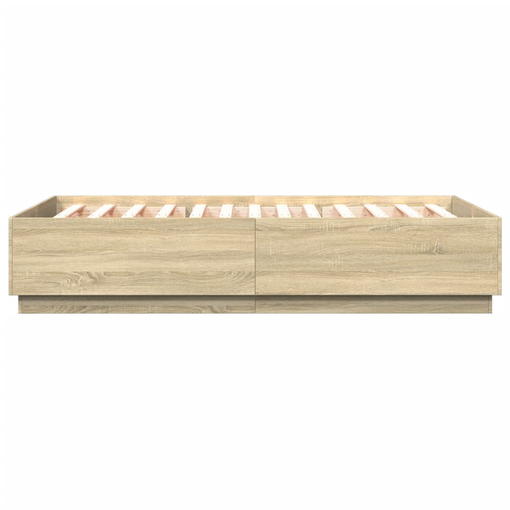Okvir za krevet s LED svjetlima boja hrasta 160 x 200 cm drveni