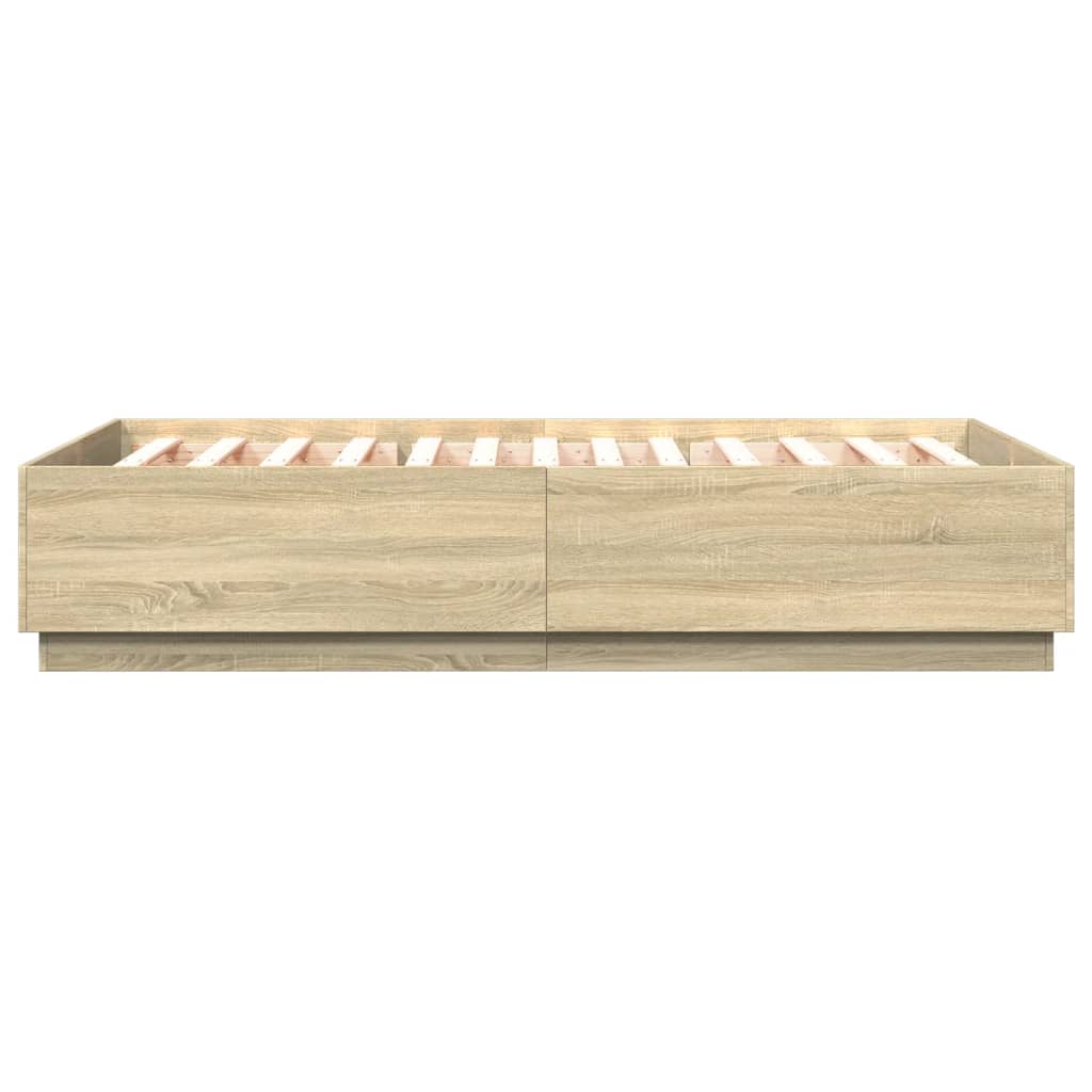 Okvir kreveta s LED svjetlima boja hrasta 150 x 200 cm drveni