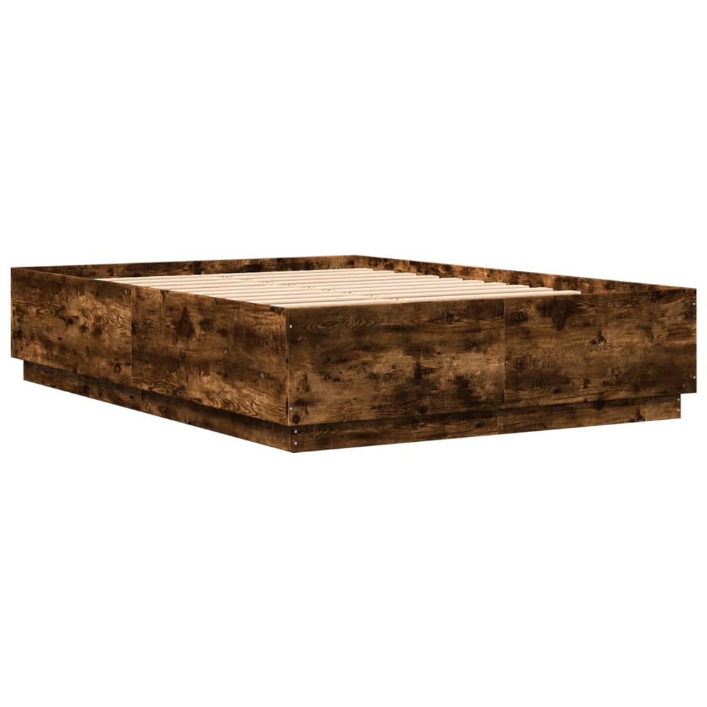 Okvir kreveta s LED svjetlima boja hrasta 150 x 200 cm drveni