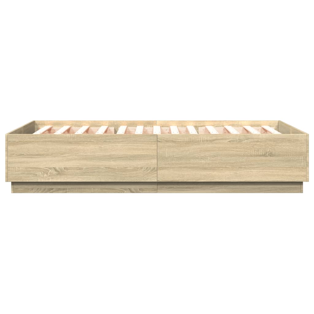 Okvir kreveta s LED svjetlima boja hrasta 140 x 200 cm drveni
