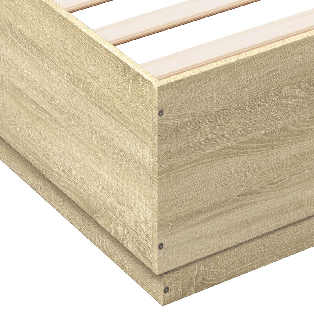 Okvir za krevet s LED svjetlima boja hrasta 120 x 200 cm drveni