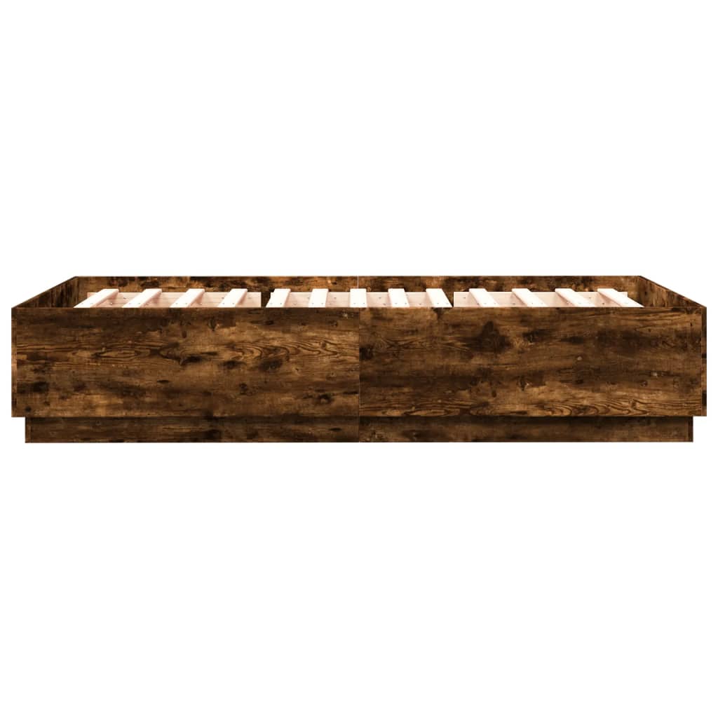 Okvir za krevet s LED svjetlima boja hrasta 120 x 200 cm drveni