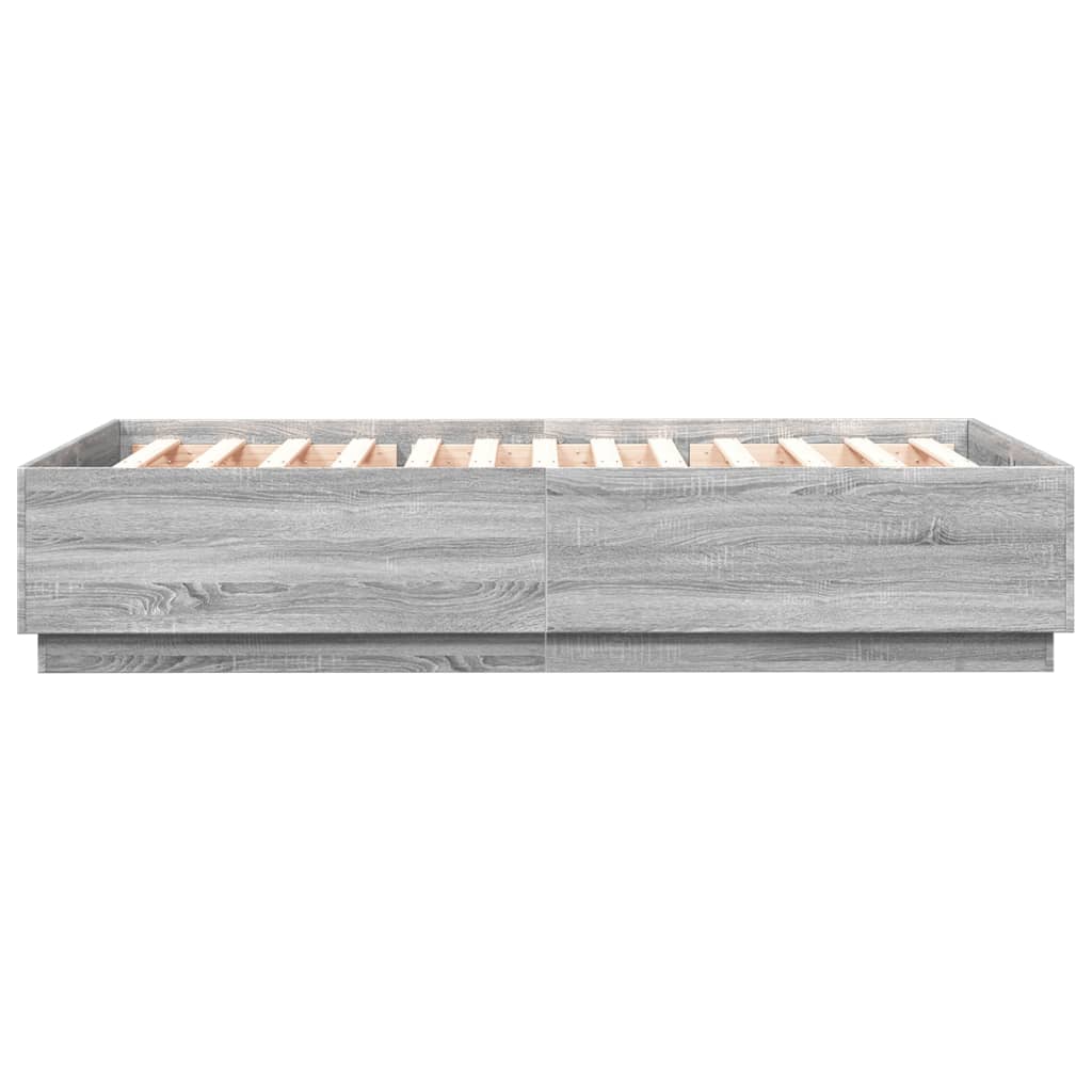 Okvir za krevet s LED svjetlima boja hrasta 120 x 200 cm drveni