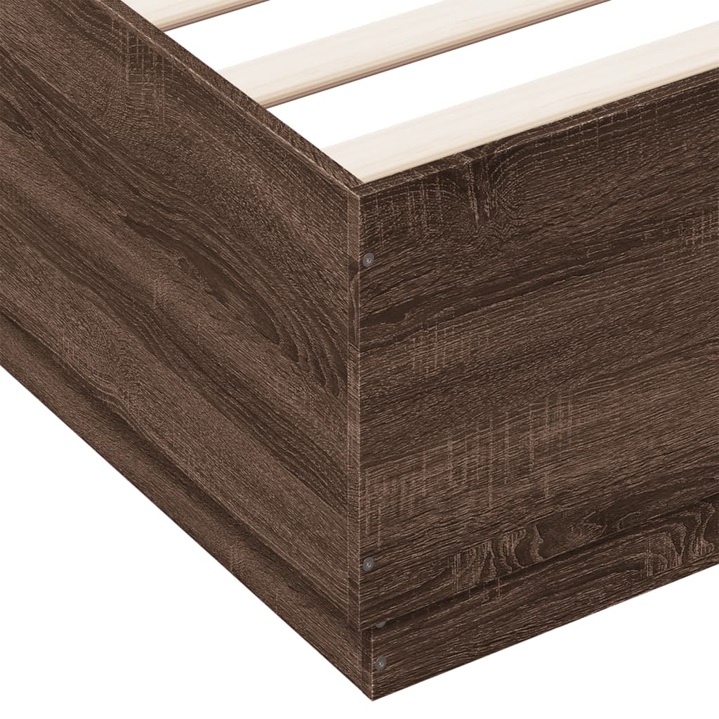 Okvir za krevet s LED svjetlima boja hrasta 120 x 200 cm drveni