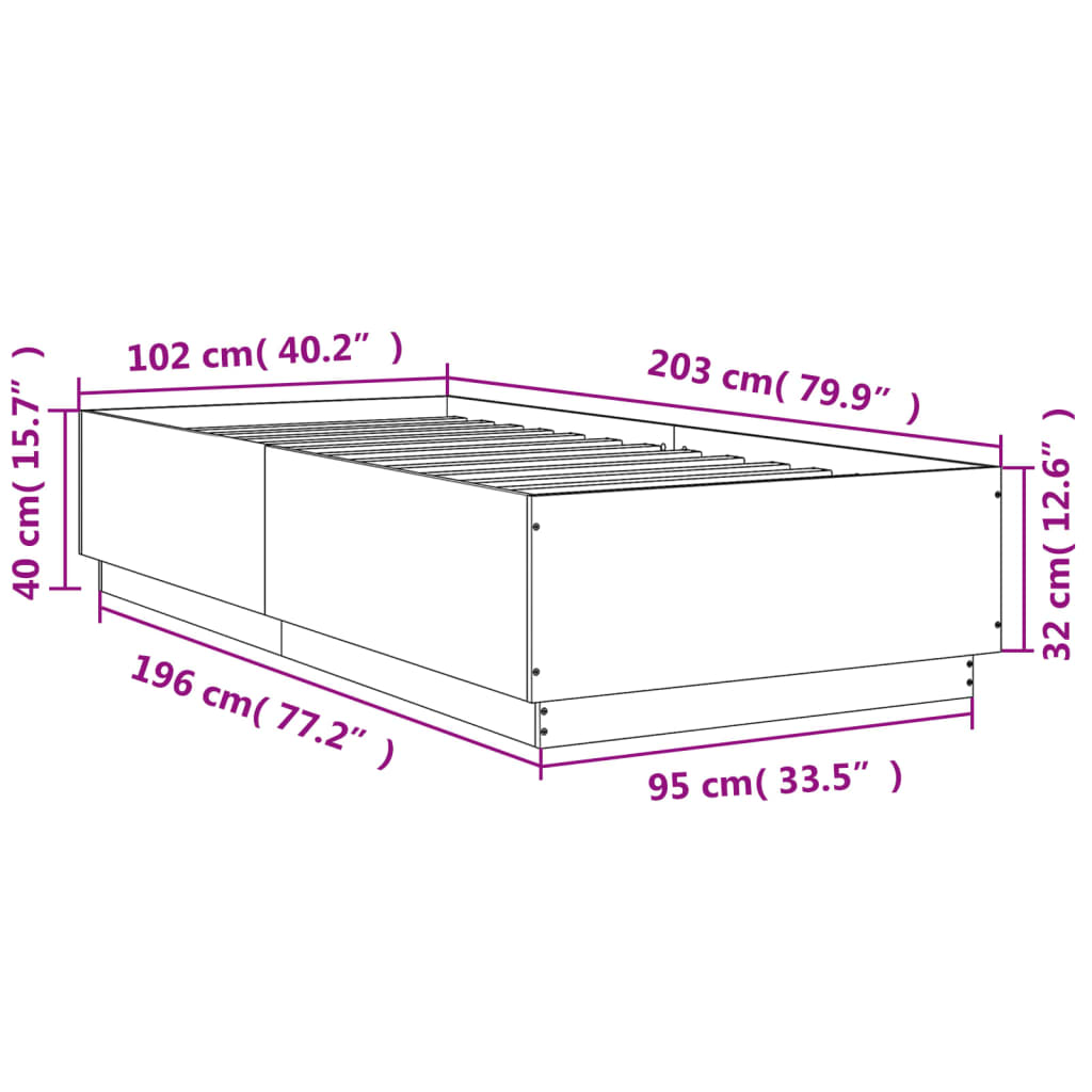 Okvir za krevet s LED svjetlima bijeli 100 x 200 cm drveni