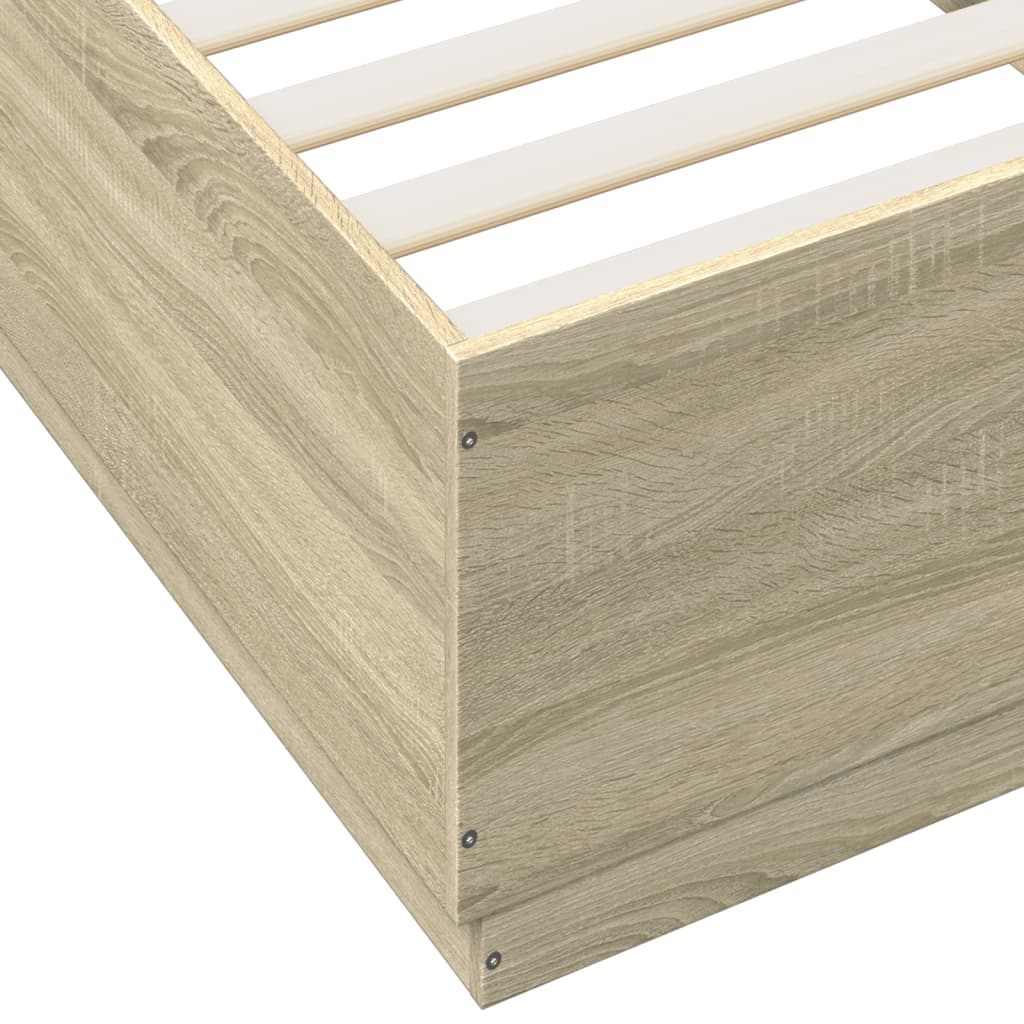 Okvir za krevet s LED svjetlima boja hrasta 100 x 200 cm drveni