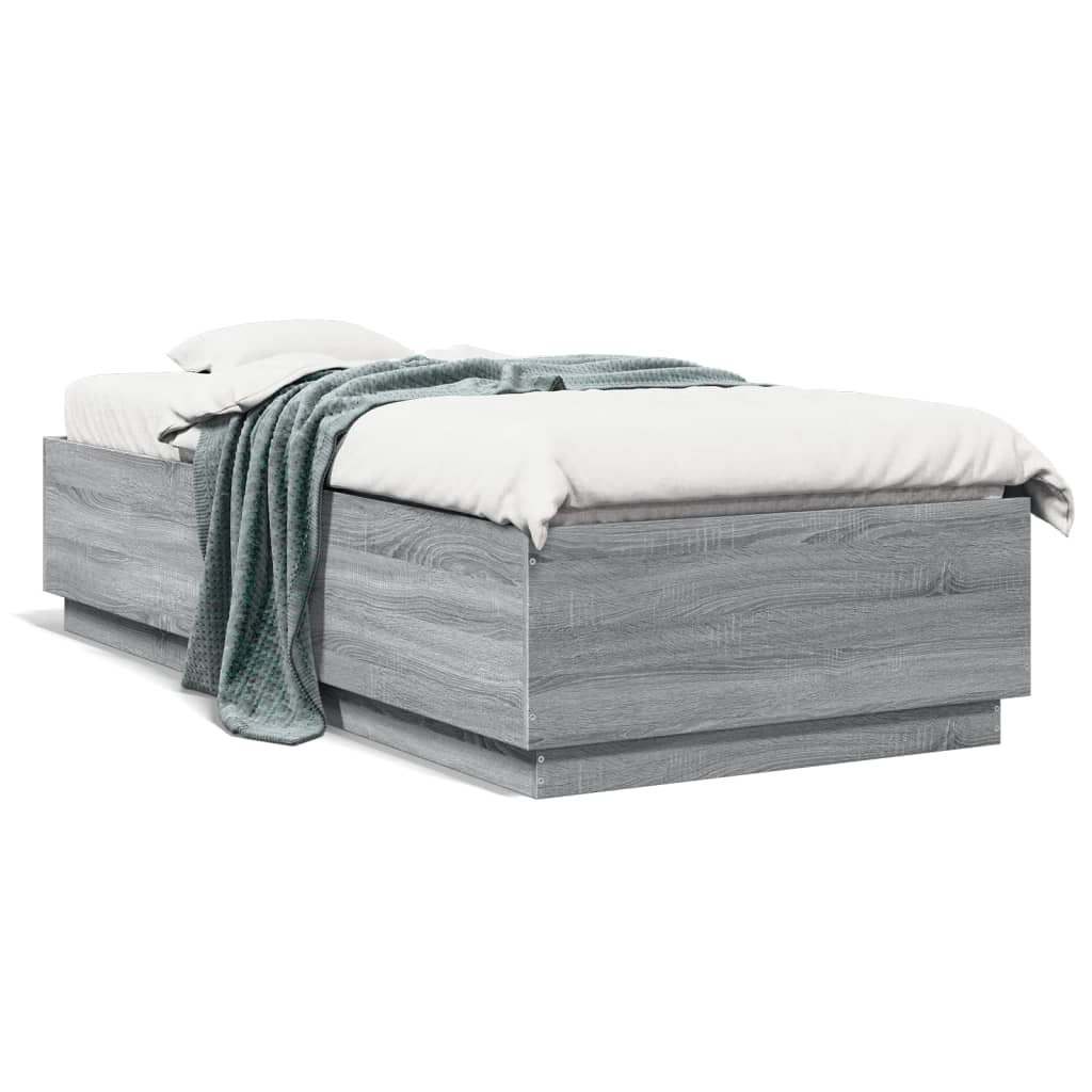 Okvir za krevet s LED svjetlima boja hrasta 100 x 200 cm drveni