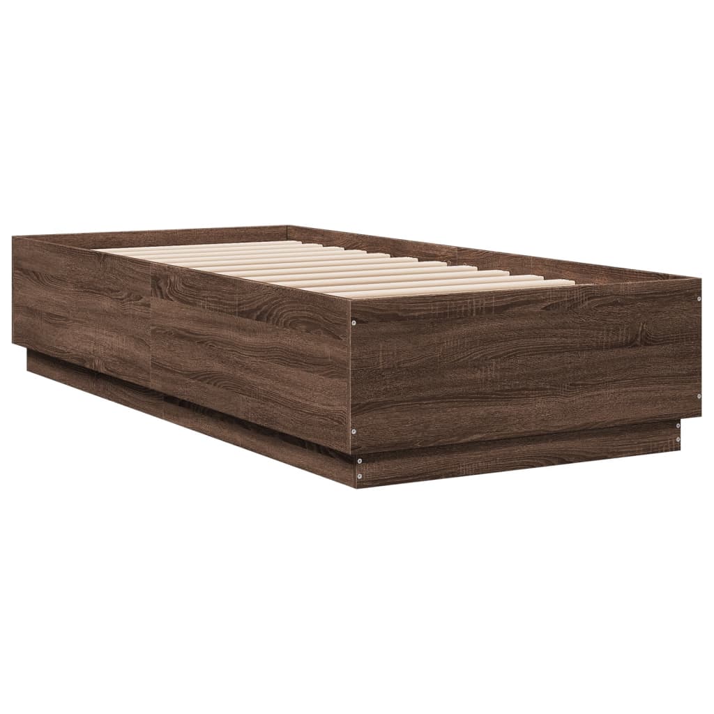 Okvir za krevet s LED svjetlima boja hrasta 100 x 200 cm drveni