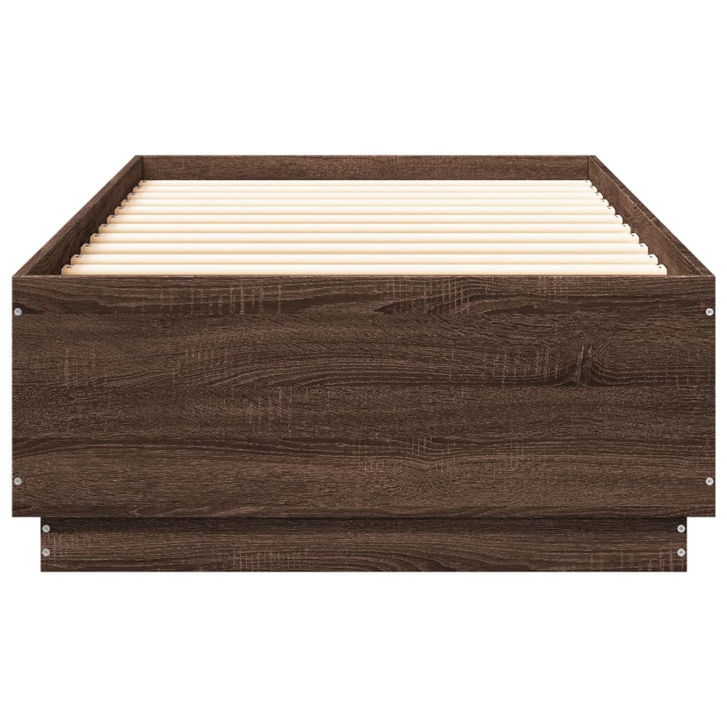 Okvir za krevet s LED svjetlima boja hrasta 100 x 200 cm drveni