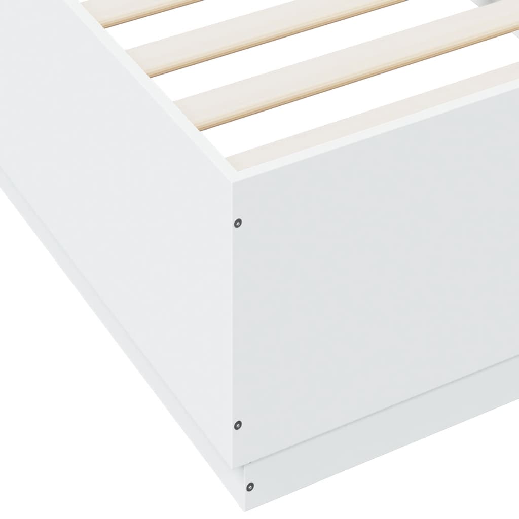 Okvir za krevet s LED svjetlima bijeli 90 x 200 cm drveni