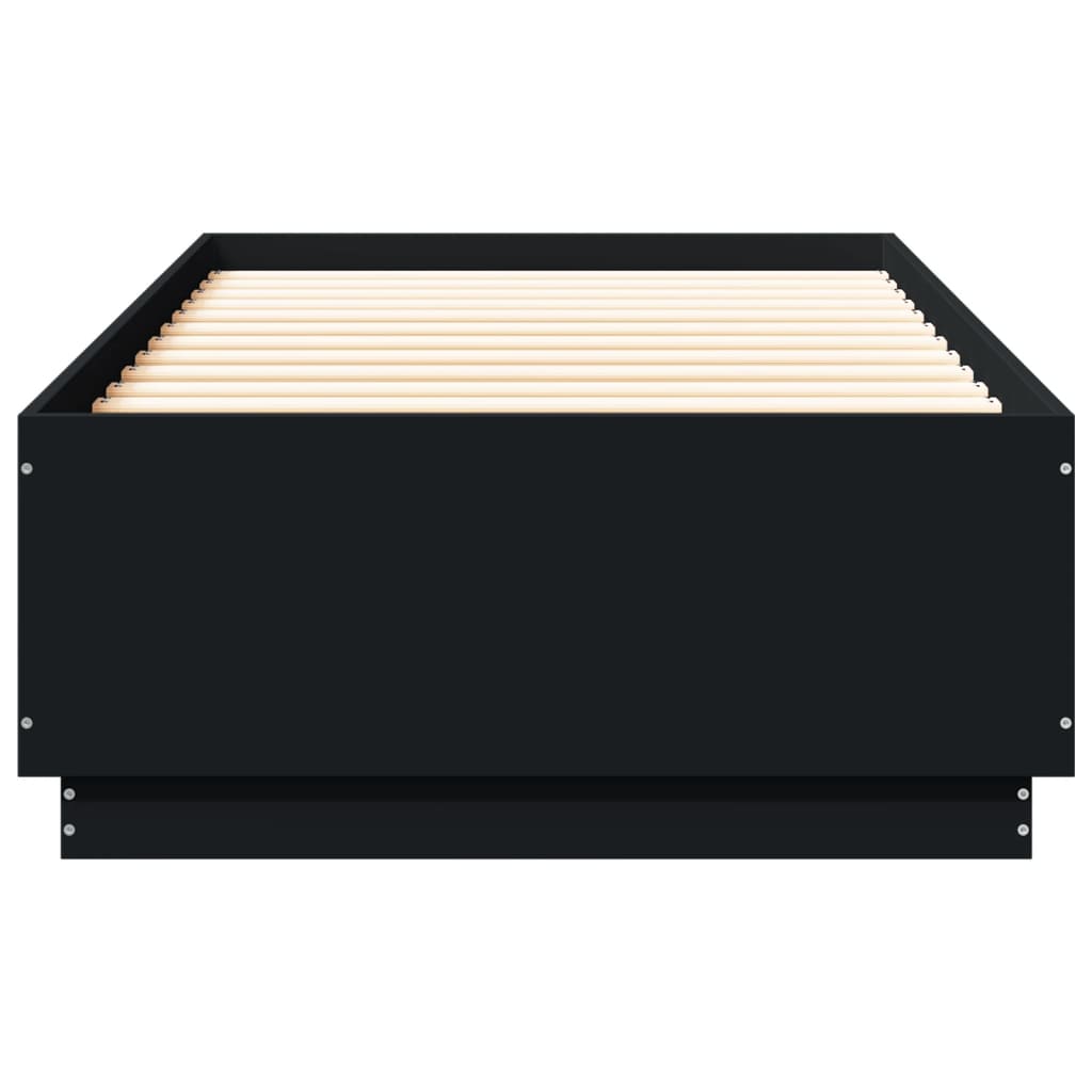 Okvir za krevet s LED svjetlima crni 90 x 200 cm drveni
