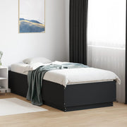 Okvir za krevet s LED svjetlima crni 90 x 200 cm drveni
