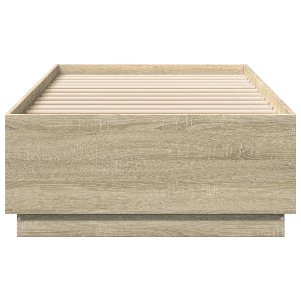 Okvir za krevet s LED svjetlima boja hrasta 90 x 200 cm drveni