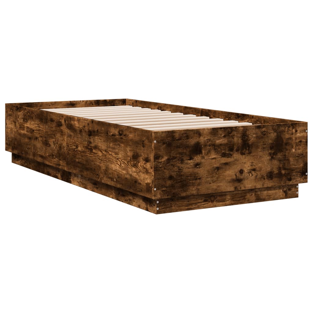 Okvir za krevet s LED svjetlima boja hrasta 90 x 200 cm drveni