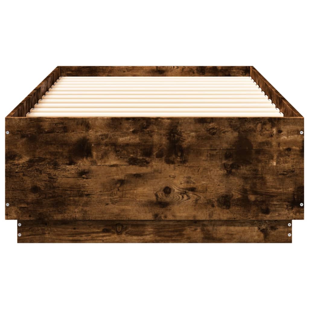 Okvir za krevet s LED svjetlima boja hrasta 90 x 200 cm drveni