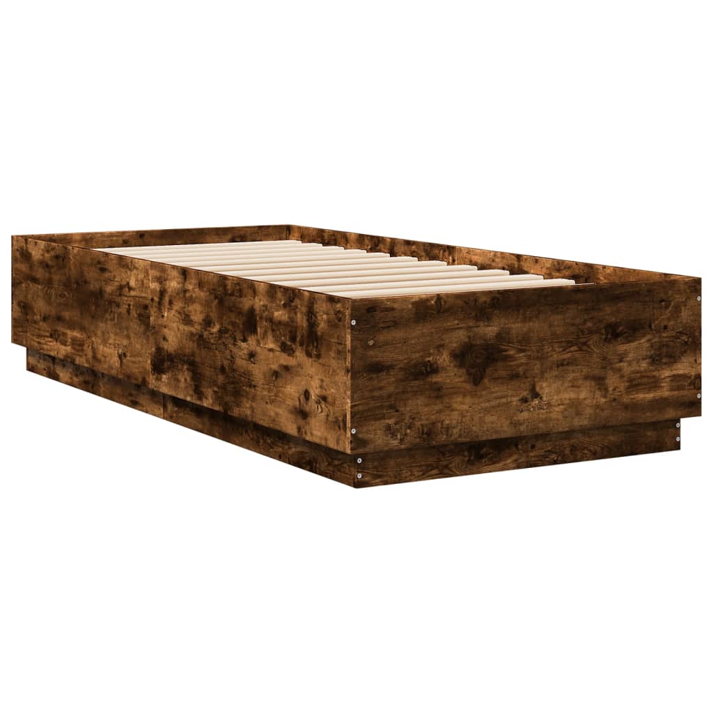 Okvir za krevet s LED svjetlima boja hrasta 90 x 200 cm drveni
