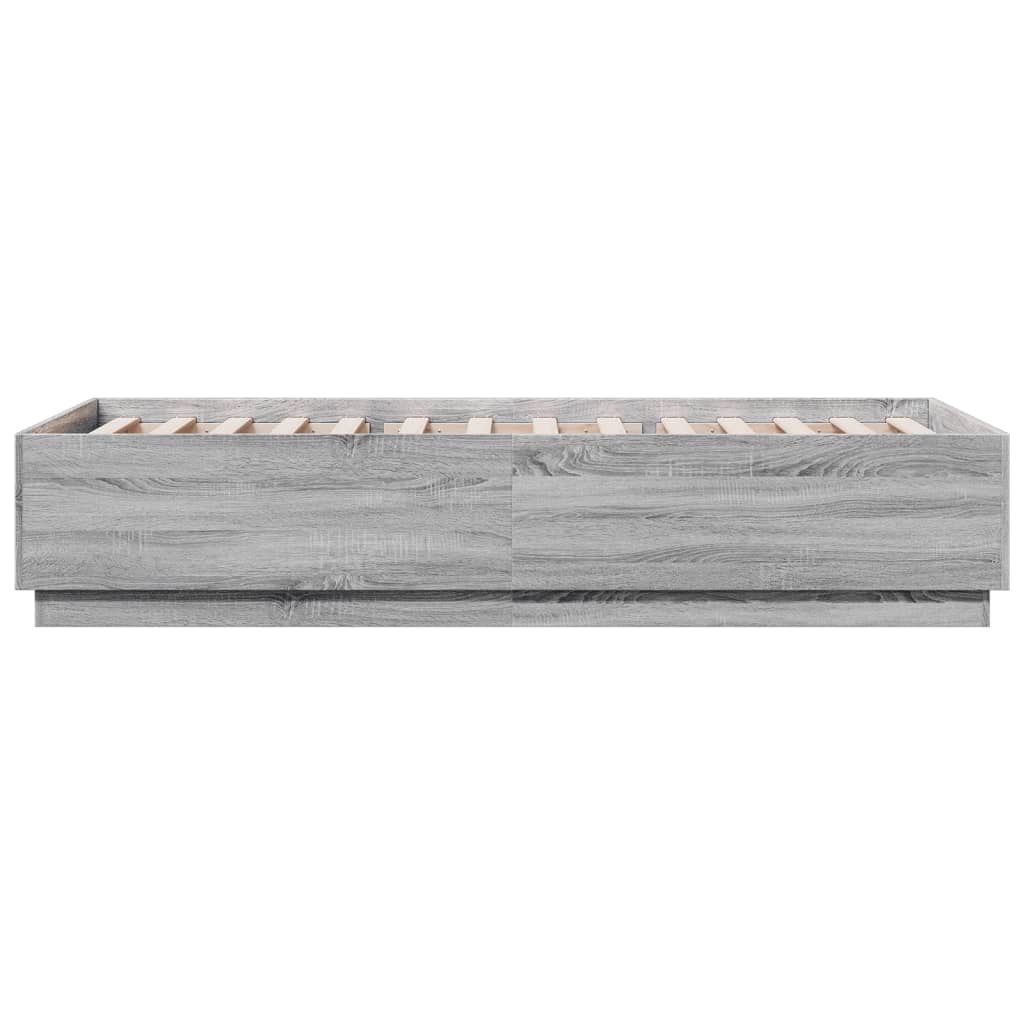 Okvir za krevet s LED svjetlima boja hrasta 90 x 200 cm drveni