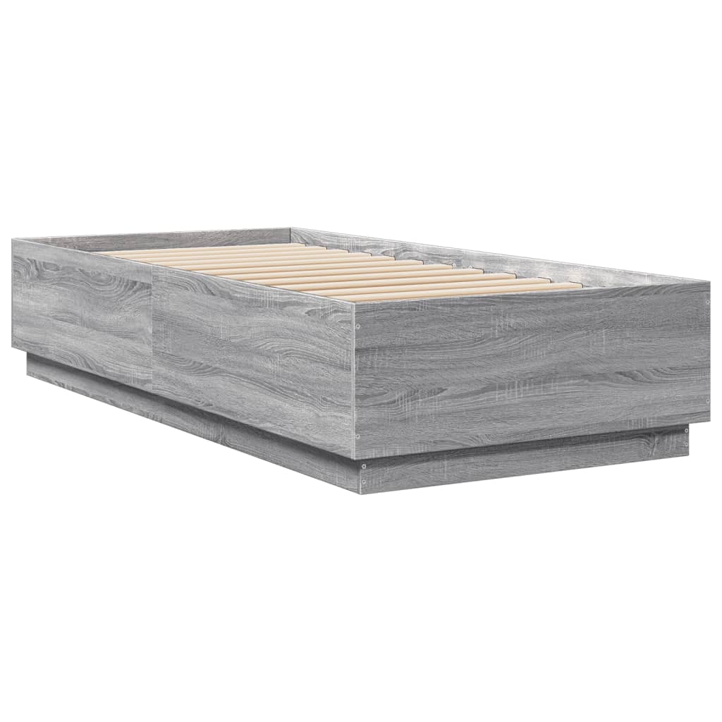 Okvir za krevet s LED svjetlima boja hrasta 90 x 200 cm drveni