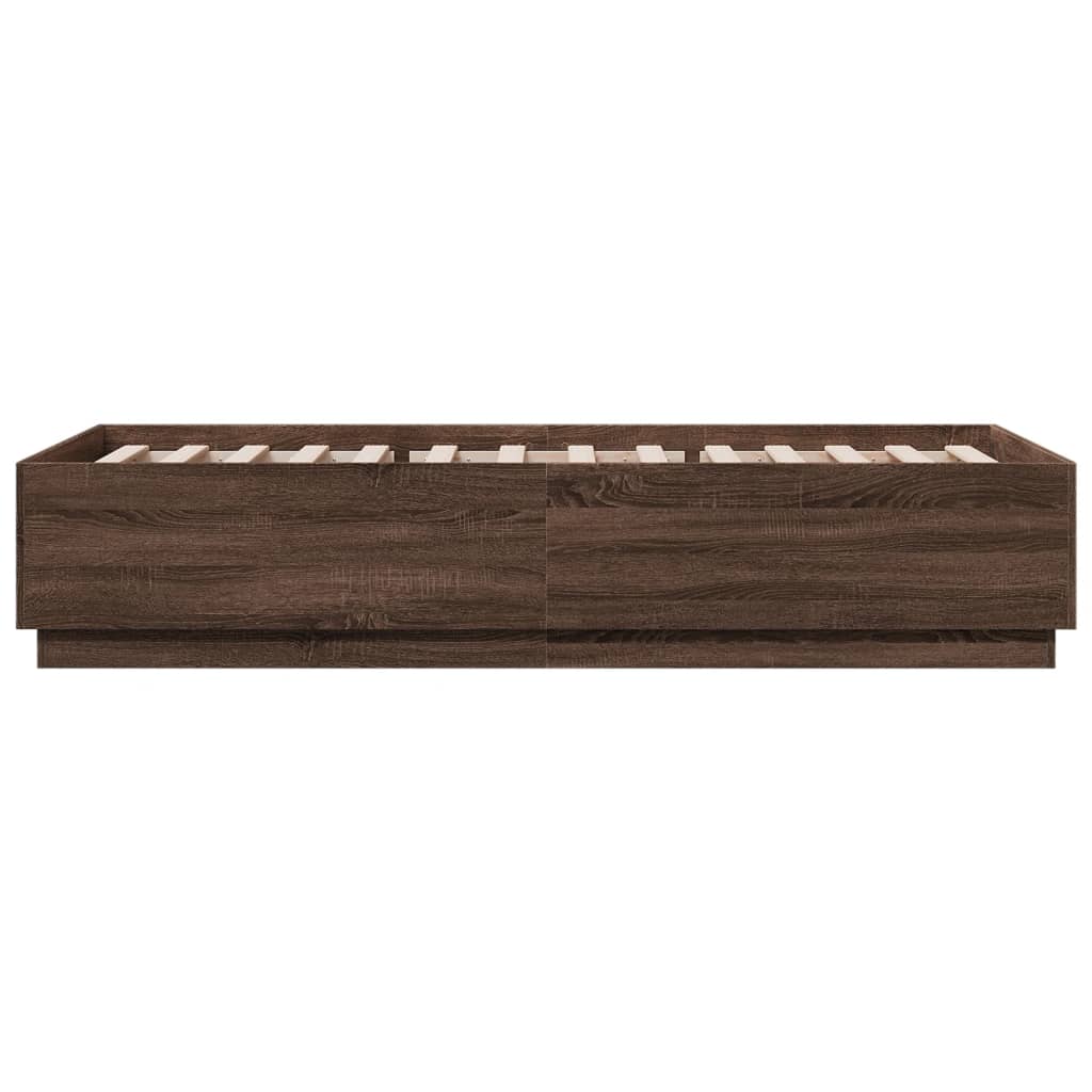 Okvir za krevet s LED svjetlima boja hrasta 90 x 200 cm drveni