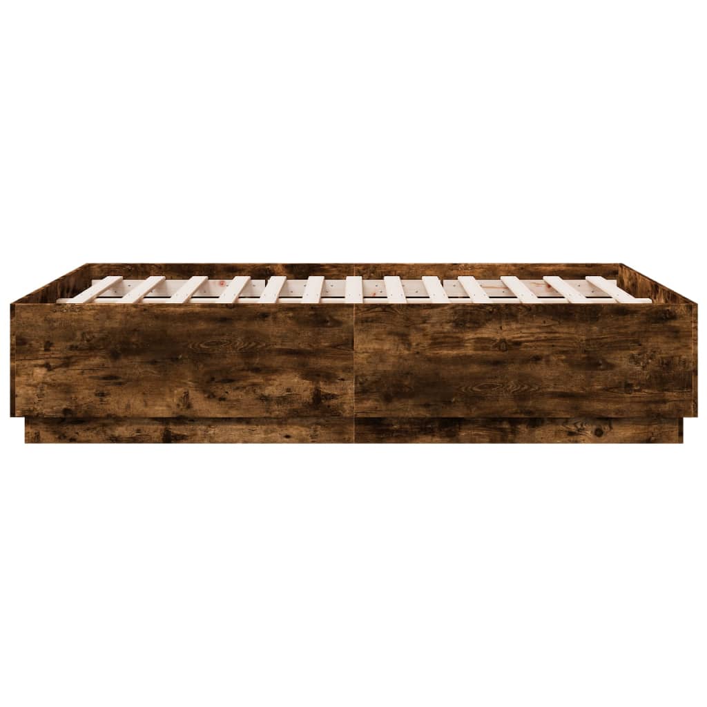 Okvir za krevet s LED svjetlima boja hrasta 140 x 190 cm drveni