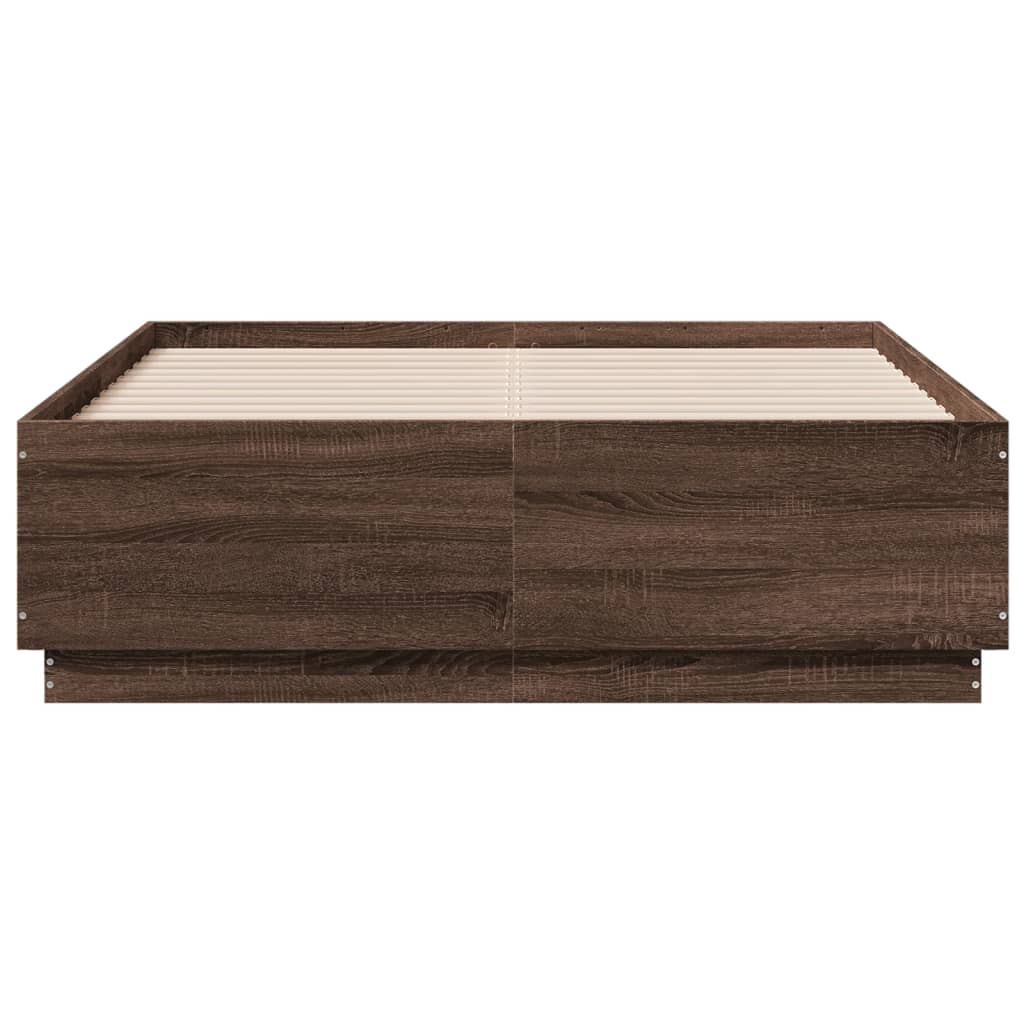 Okvir za krevet s LED svjetlima boja hrasta 140 x 190 cm drveni