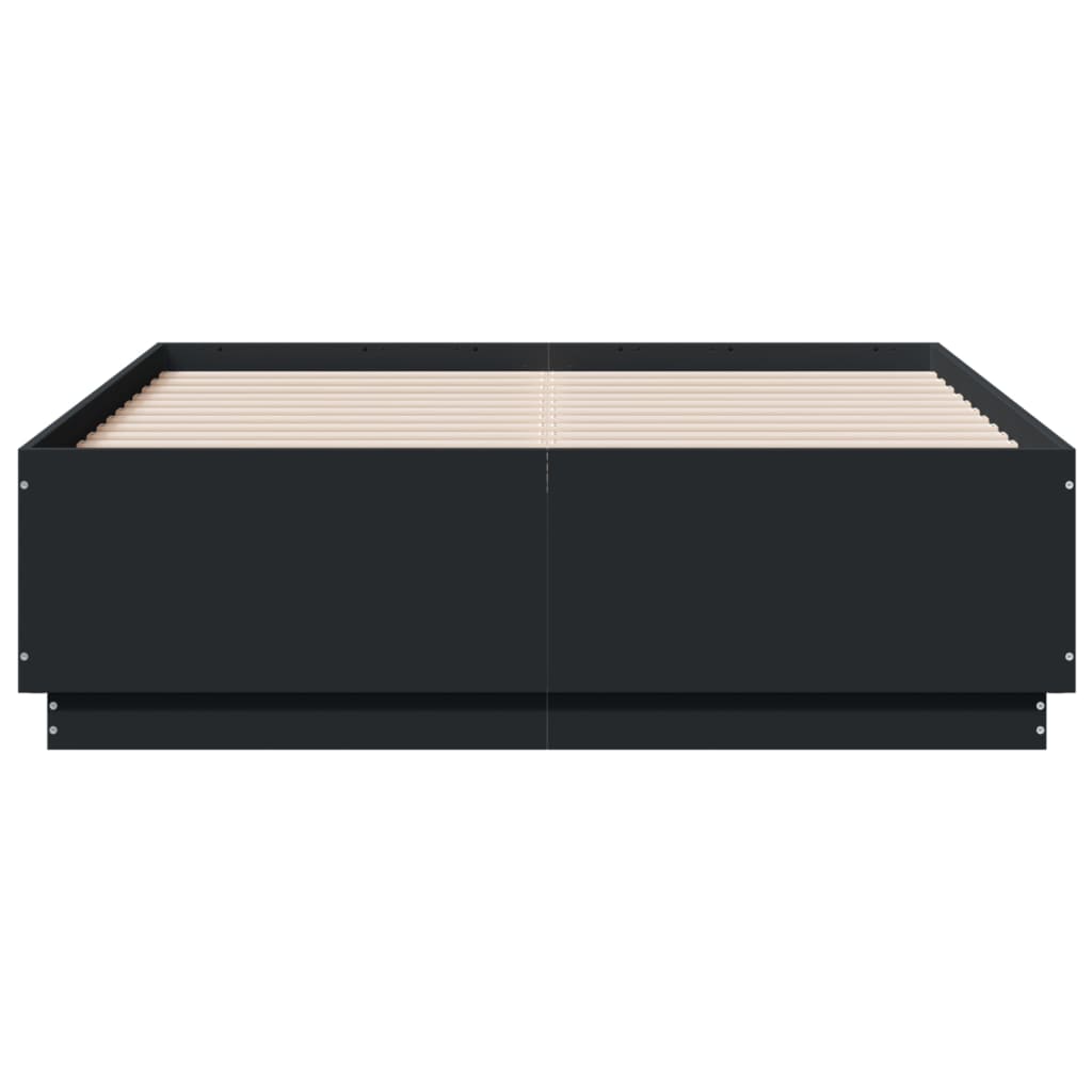 Okvir za krevet s LED svjetlima crni 120 x 190 cm drveni