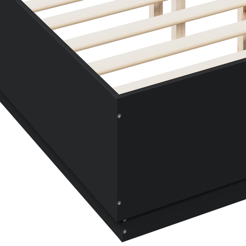Okvir za krevet s LED svjetlima crni 120 x 190 cm drveni