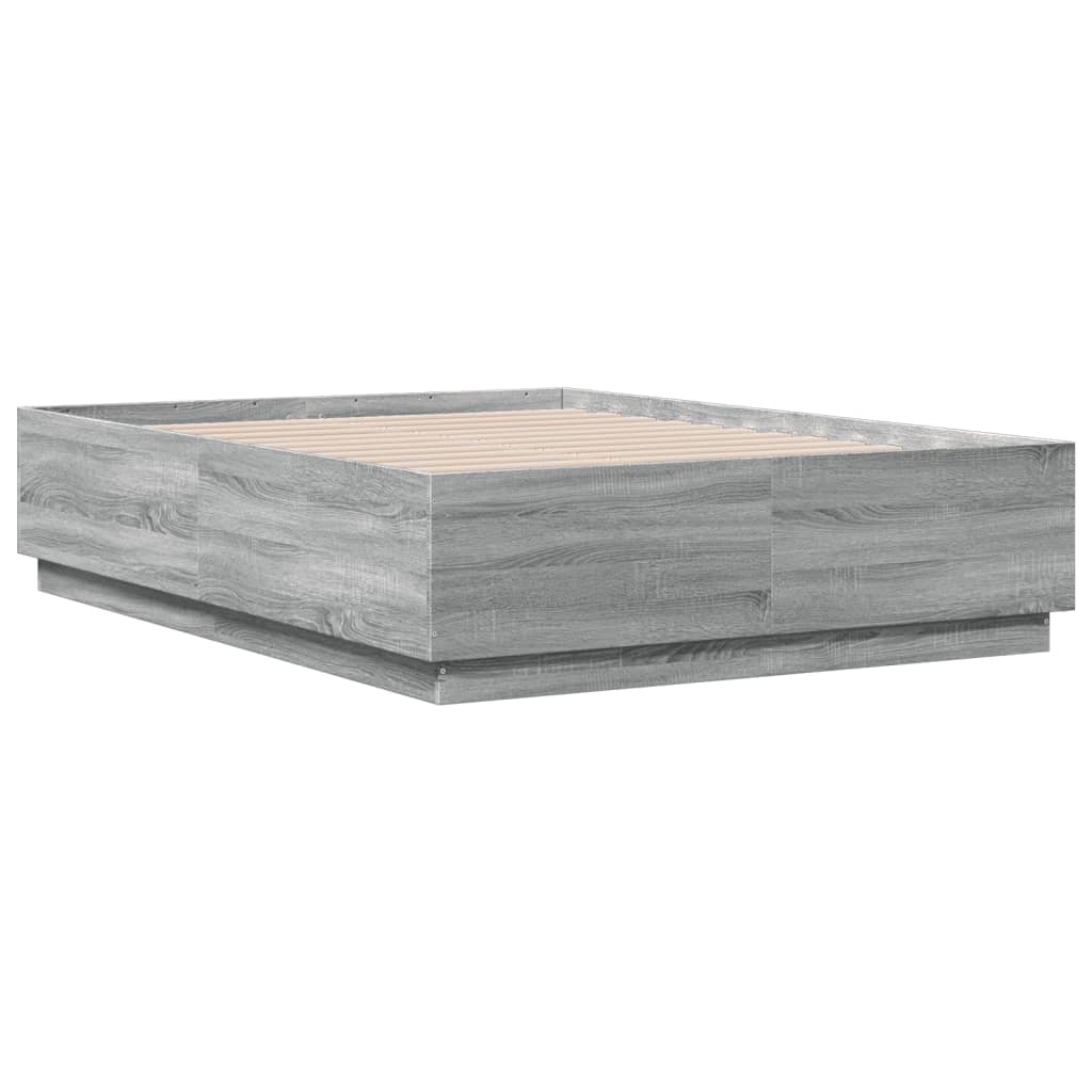 Okvir za krevet s LED svjetlima boja hrasta 120 x 190 cm drveni