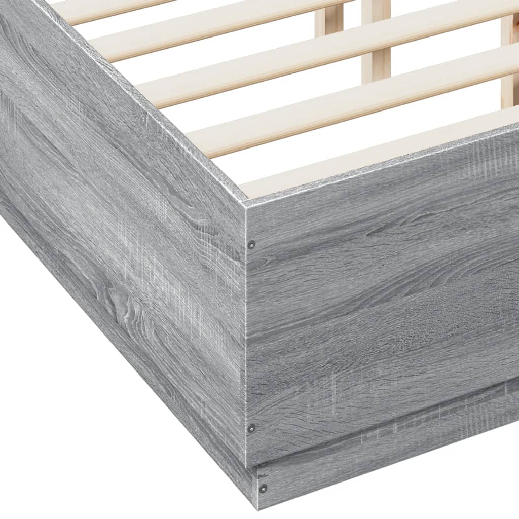 Okvir za krevet s LED svjetlima boja hrasta 120 x 190 cm drveni