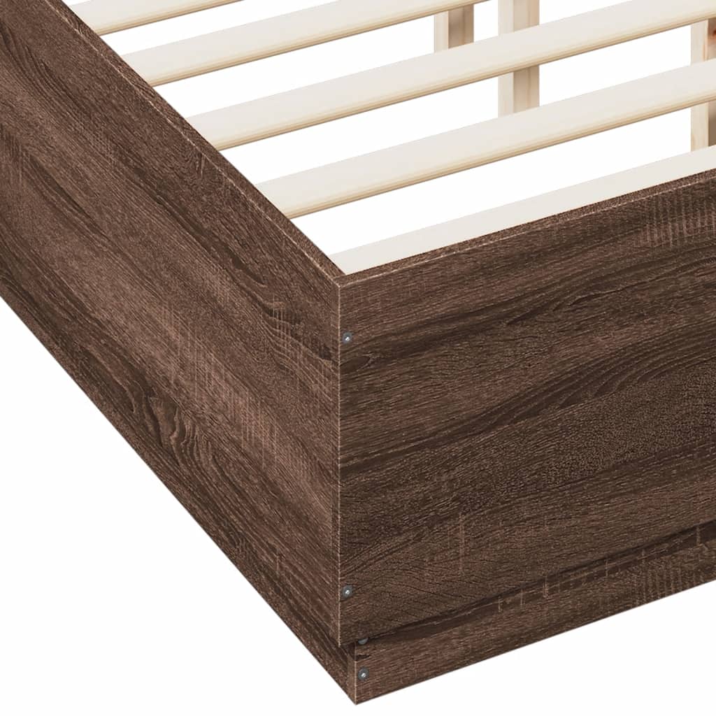 Okvir za krevet s LED svjetlima boja hrasta 120 x 190 cm drveni