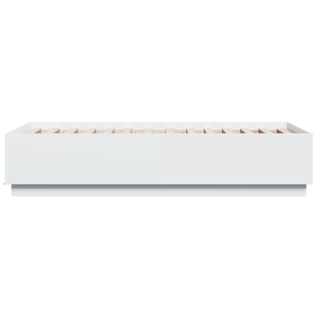 Okvir za krevet s LED svjetlima bijeli 90 x 190 cm drveni