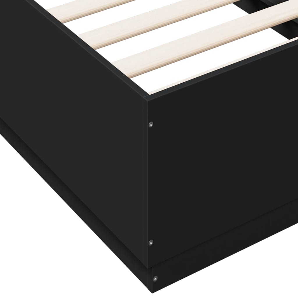 Okvir za krevet s LED svjetlima crni 90 x 190 cm drveni