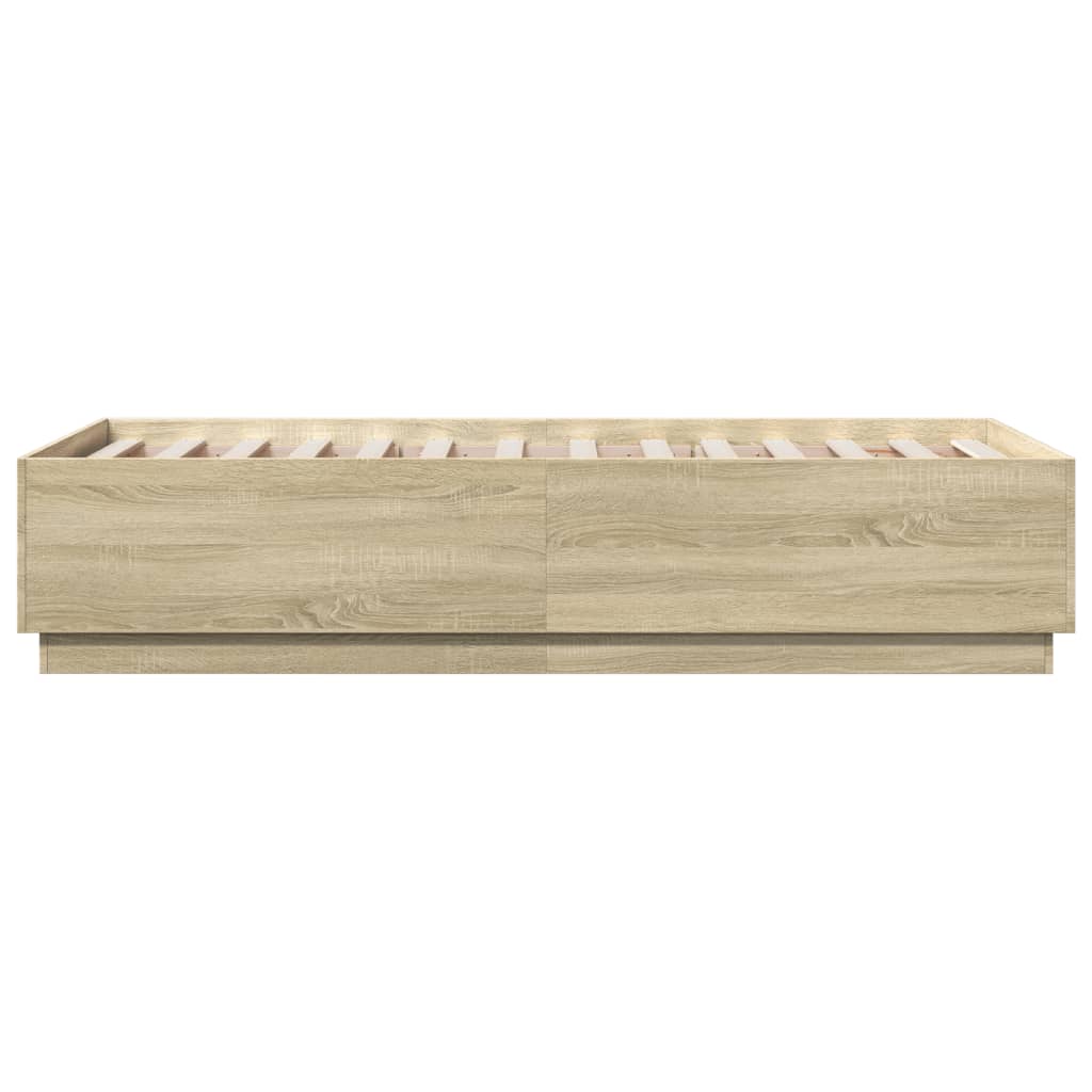 Okvir za krevet s LED svjetlima boja hrasta 90 x 190 cm drveni
