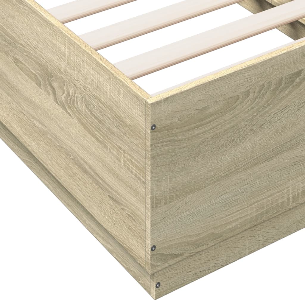 Okvir za krevet s LED svjetlima boja hrasta 90 x 190 cm drveni