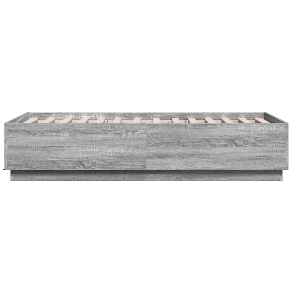 Okvir za krevet s LED svjetlima siva Sonoma 90 x 190 cm drveni