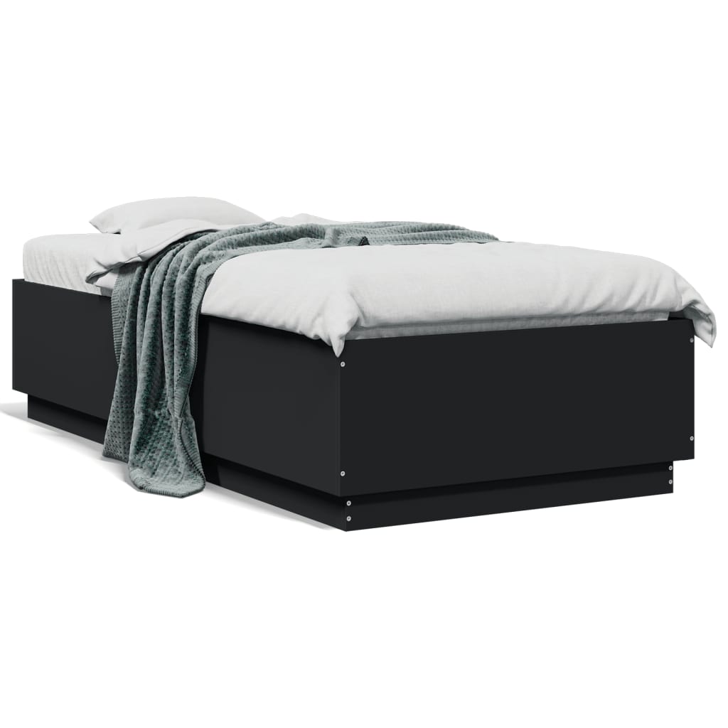 Okvir za krevet s LED svjetlima crni 90x190cm konstruirano drvo
