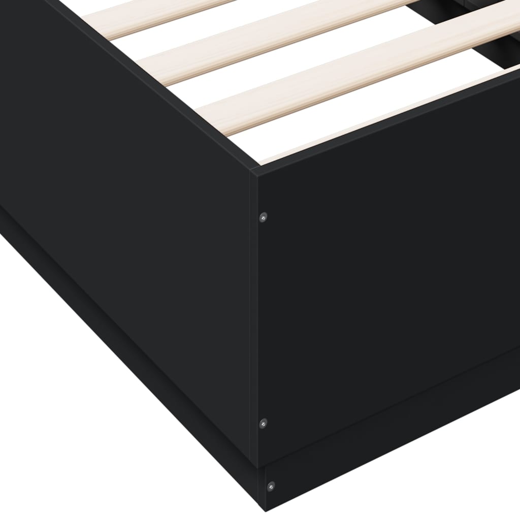 Okvir za krevet s LED svjetlima crni 90x190cm konstruirano drvo
