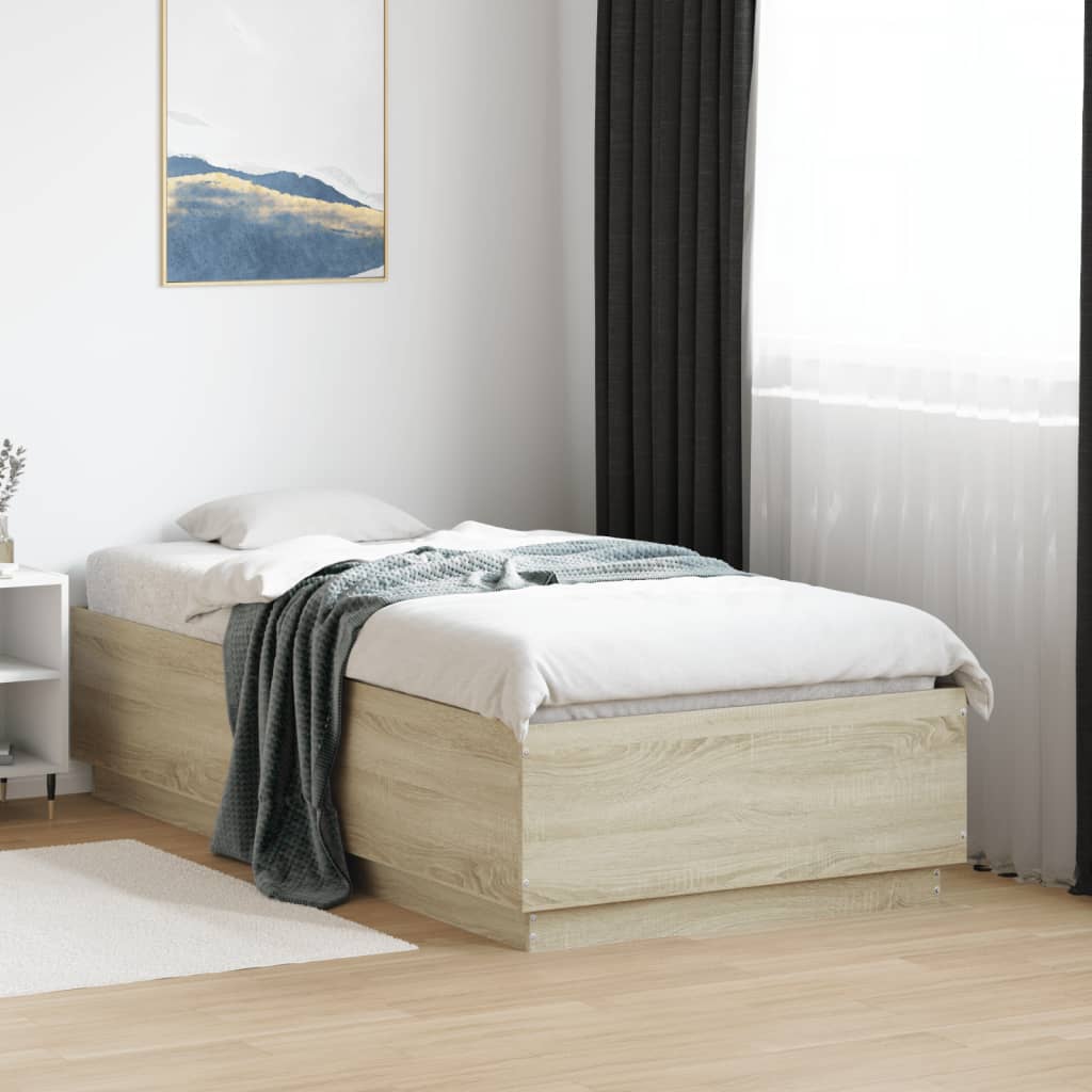 Okvir za krevet s LED svjetlima 75x190 cm od konstruiranog drva
