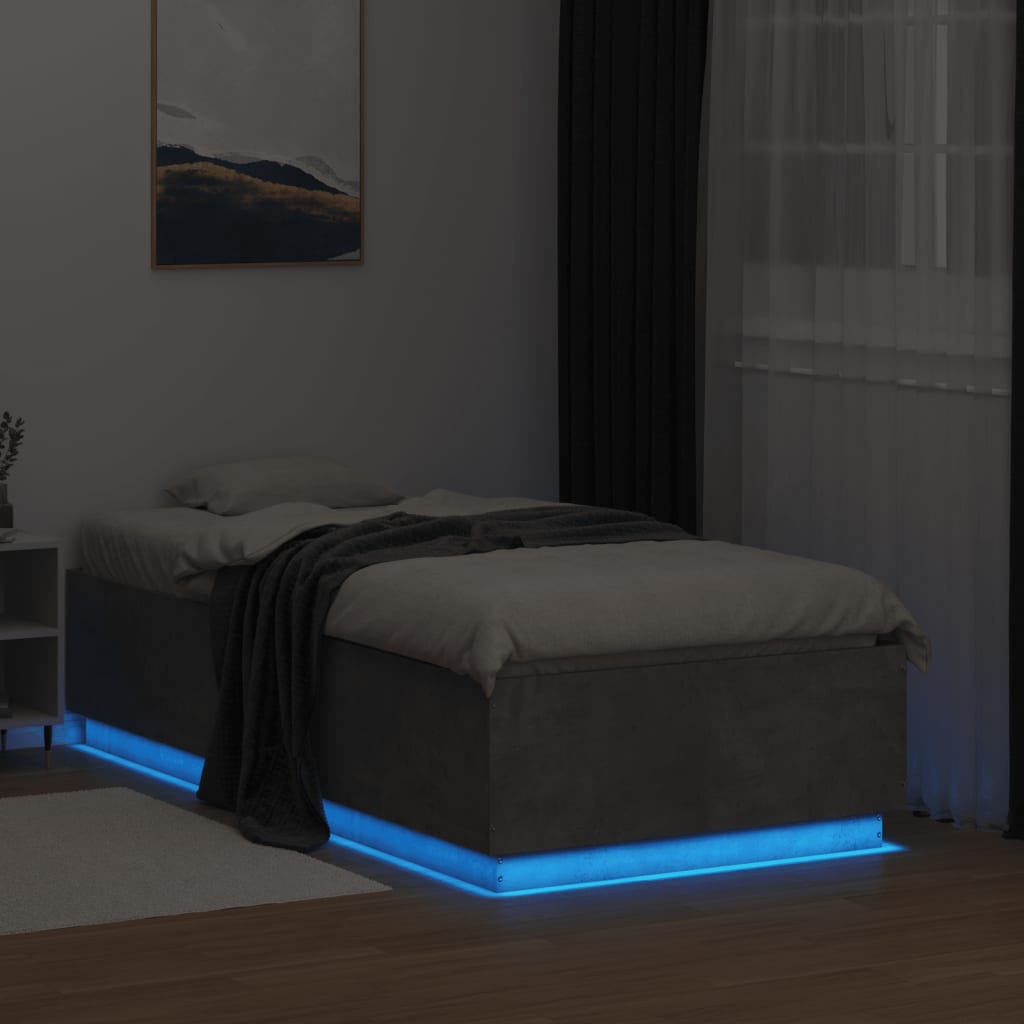 Okvir kreveta s LED svjetlima 75x190 cm od konstruiranog drva
