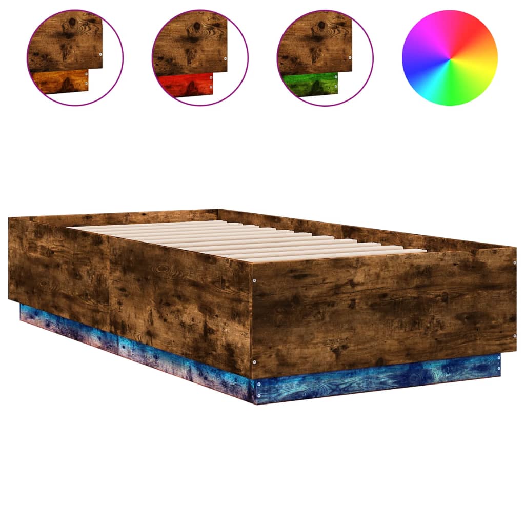 Okvir za krevet s LED svjetlima 75x190 cm od konstruiranog drva