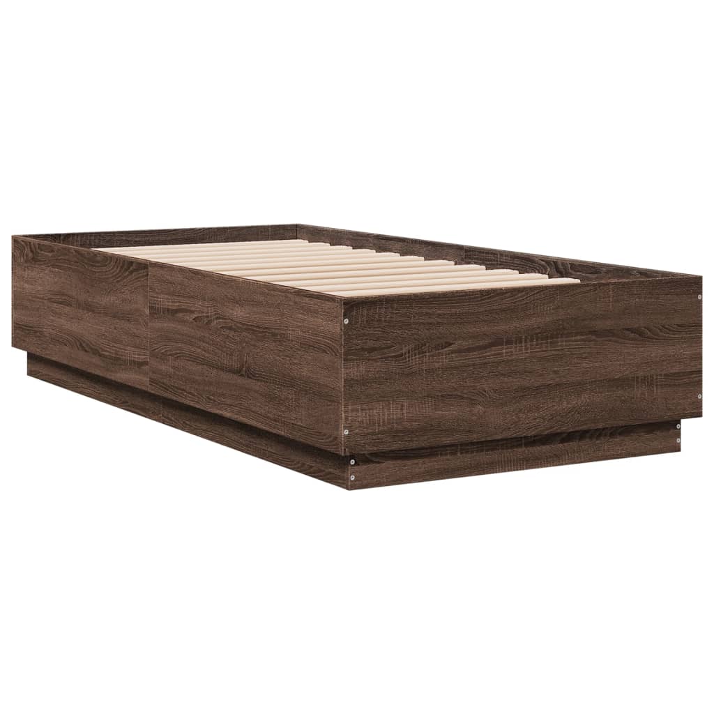 Okvir krevet s LED svjetlima 75x190 cm od konstruiranog drva