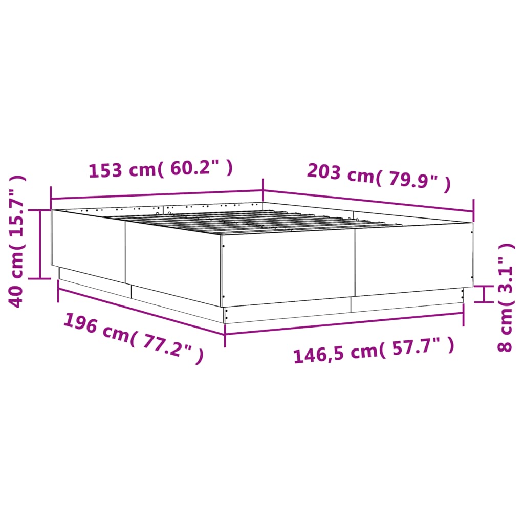 Okvir za krevet bijeli 150x200 cm konstruirano drvo