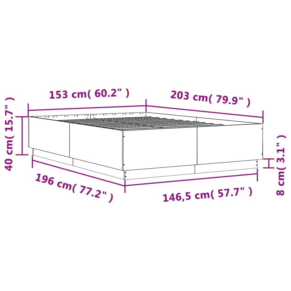 Okvir za krevet crni 150x200 cm konstruirano drvo
