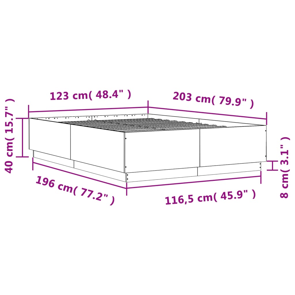 Okvir kreveta crni 120 x 200 cm od konstruiranog drva