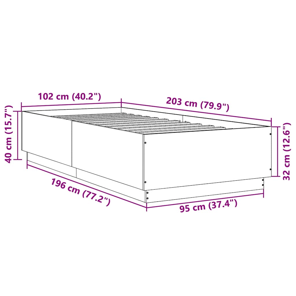 Okvir za krevet bijeli 120 x 200 cm konstruirano drvo