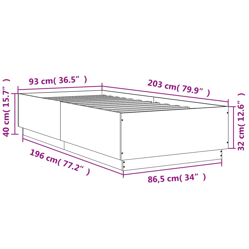 Okvir za krevet crni 90x200 cm konstruirano drvo
