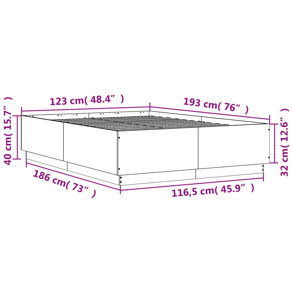 Okvir za krevet crni 120x190 cm konstruirano drvo