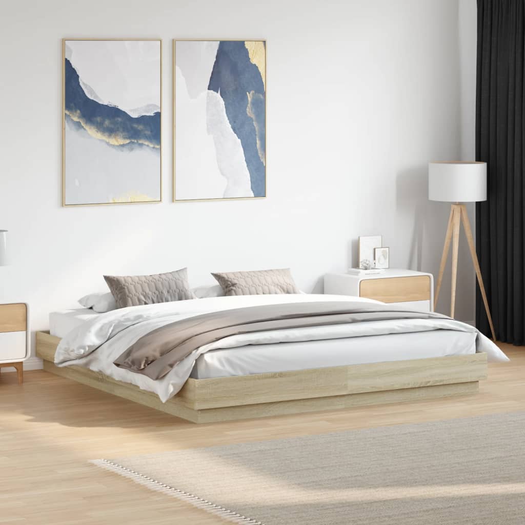 Okvir kreveta s LED svjetlima boja hrasta sonome 200 x 200 cm