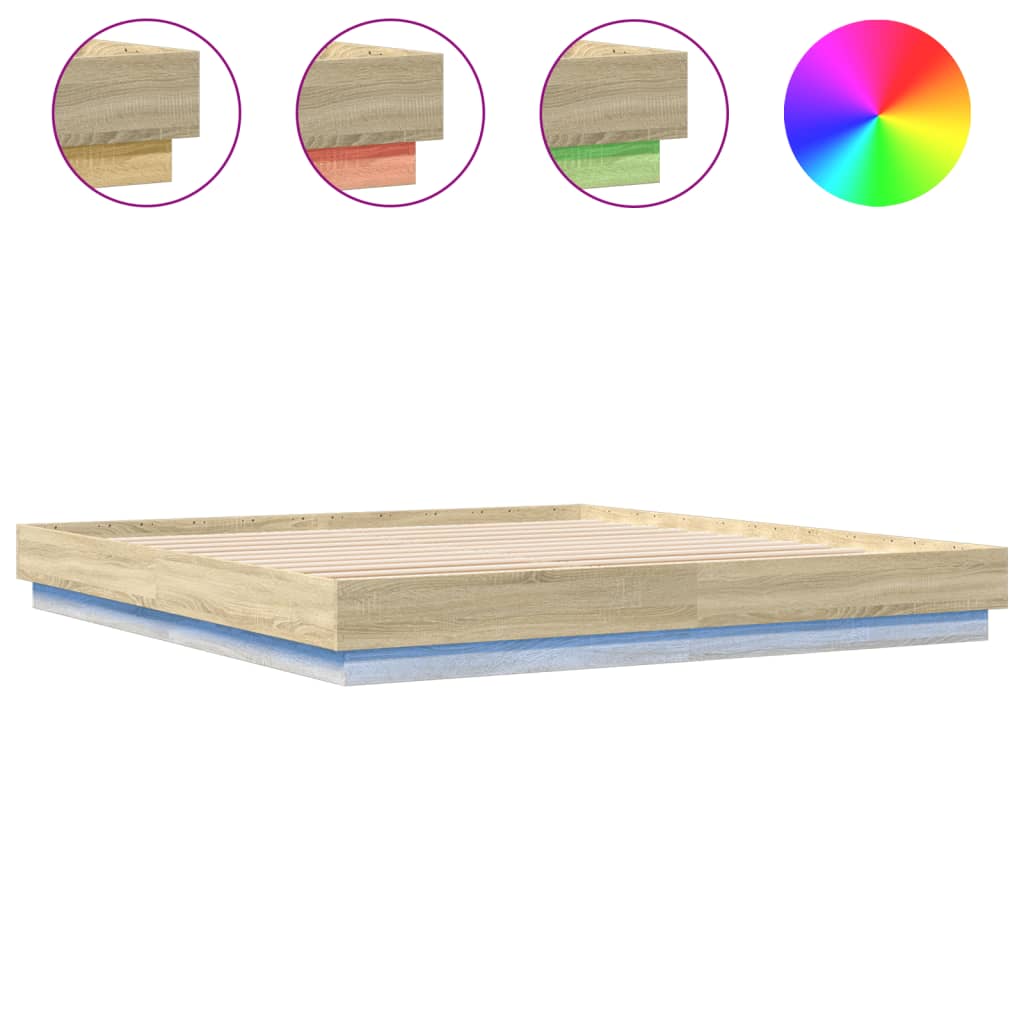 Okvir kreveta s LED svjetlima boja hrasta sonome 180 x 200 cm