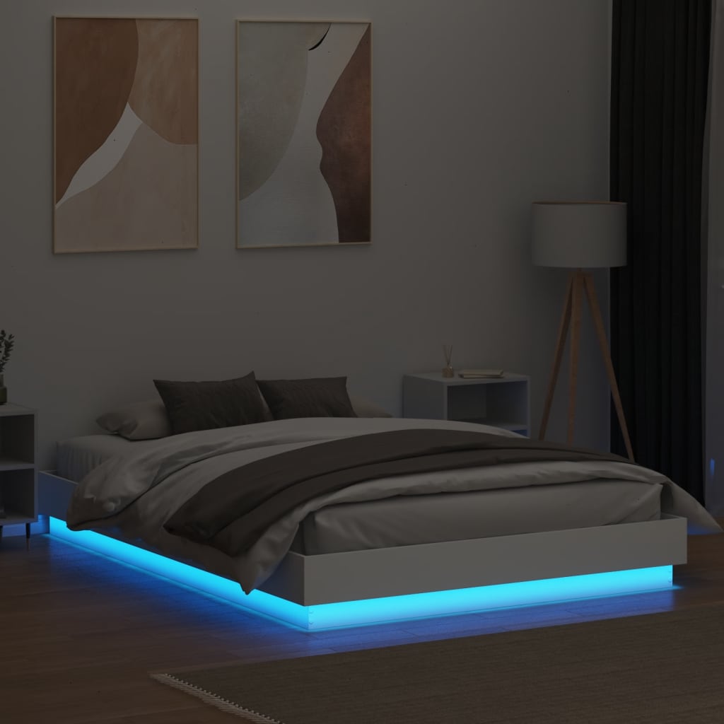 Okvir kreveta s LED svjetlima bijeli 160 x 200 cm